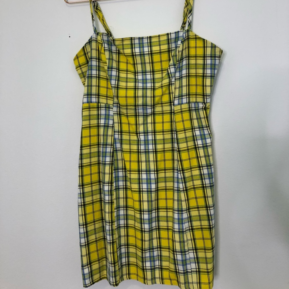 Yellow plaid mini dress clueless size medium